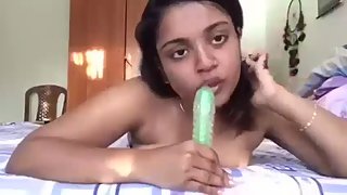 Passionate College Girl Sucking Big Dildo